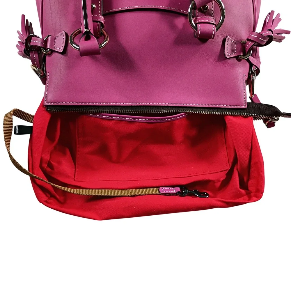 Dooney & Bourke Satchel Women Small Fuchsia Pink Tassel Leather Bag